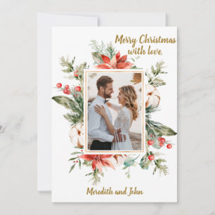 Lovely Floral Photo Wreath Christmas Card