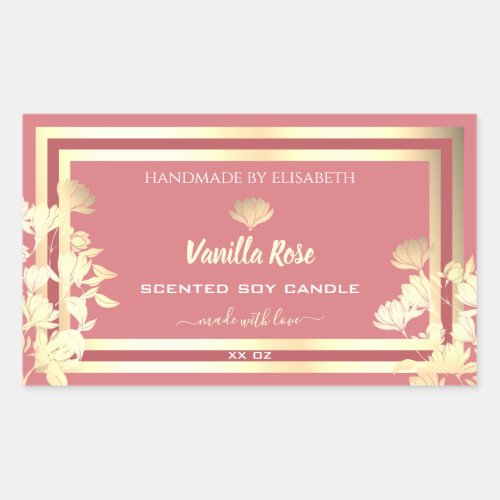 Lovely Floral Pink Gold Product Packaging Labels