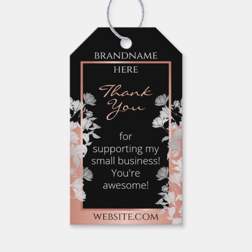 Lovely Floral Product Supplies Black and Rose Gold Gift Tags