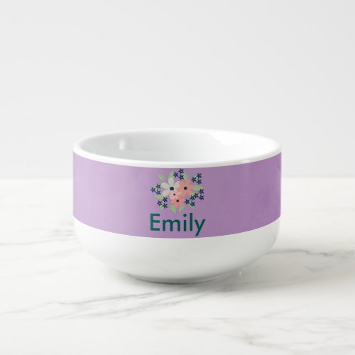 Lovely Floral Purple Parchment Soup Mug