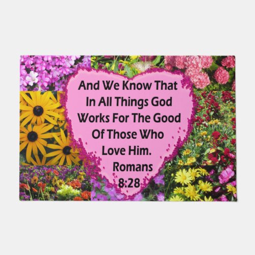 LOVELY FLORAL ROMANS 828 BIBLE VERSE DOORMAT