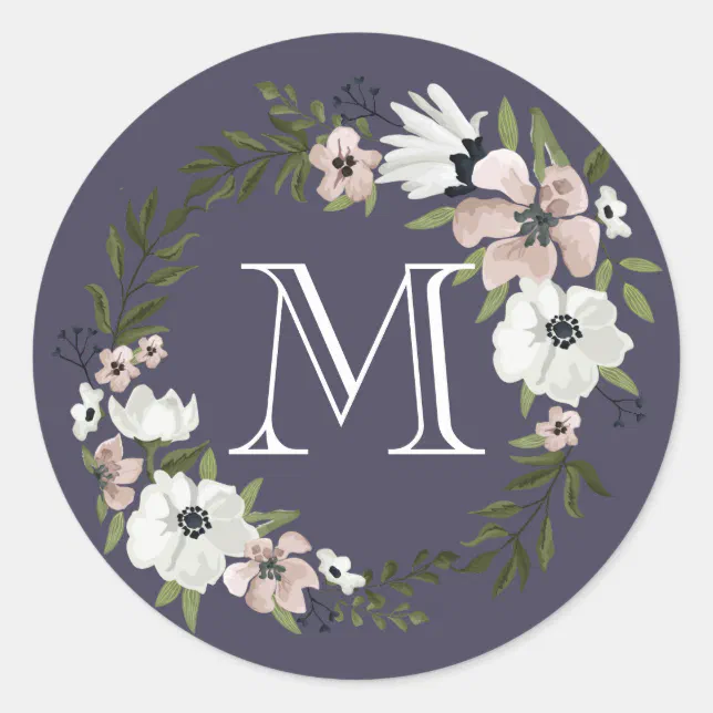 Lovely Floral Round Sticker - purple | Zazzle