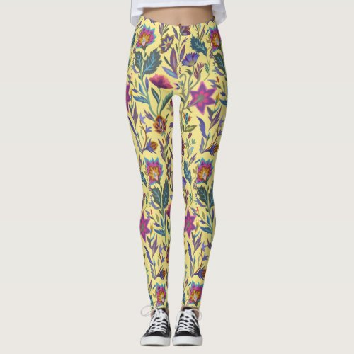 Lovely floral Victorian for her l Yellow Leggings