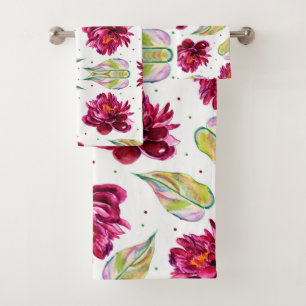 Lovely Floral Watercolor Bath Towel Set
