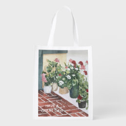 LOVELY FLORAL WATERCOLOR HAND PAINTED Reusable Grocery Bag