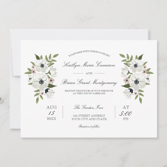 Lovely Floral Wedding Invitation (Front)