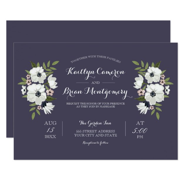 Lovely Floral Wedding Invitation -purple
