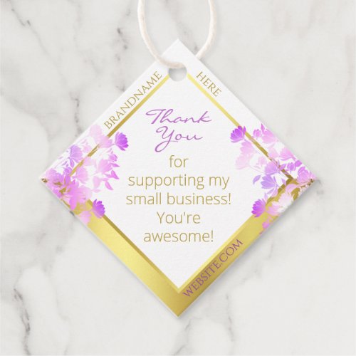 Lovely Floral White Gold and Purple Chic Packaging Favor Tags