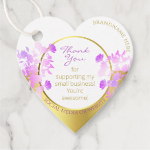 Lovely Floral White Gold and Purple Chic Packaging Favor Tags