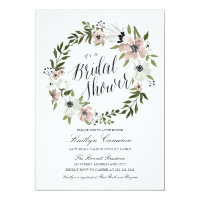 Lovely Floral Wreath- Bridal Shower Invitation