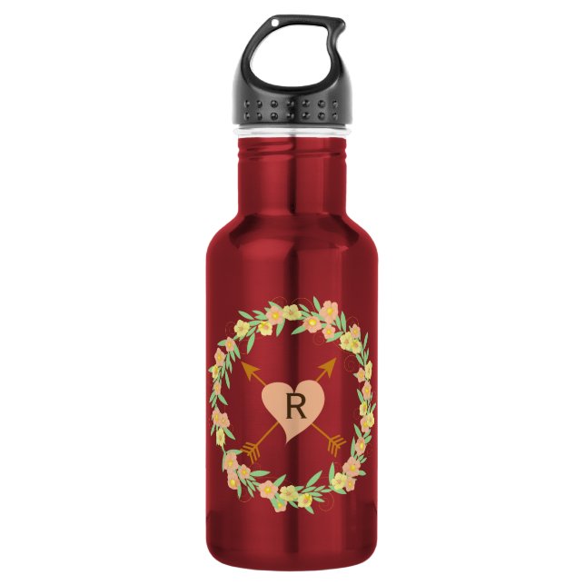 Lovely Floral Wreath Water Bottle (Front)
