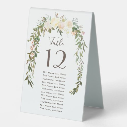 Lovely Florals  Watercolor Individual Table Cards Table Tent Sign