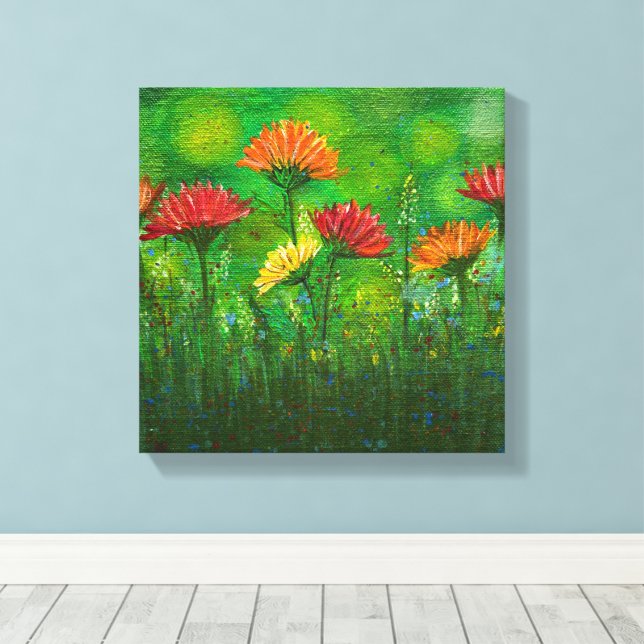 Lovely Flower Field Canvas Print (Insitu(Wood Floor))