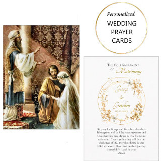 Lovely Flower Wreath Catholic Wedding Prayer Card 
