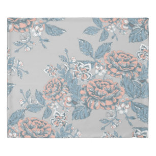 Lovely flowers. Monochrome ornaments. Seamless pat Duvet Cover