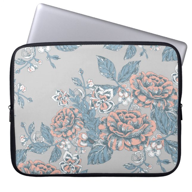 Lovely flowers. Monochrome ornaments. Seamless pat Laptop Sleeve (Front)