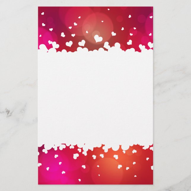 Lovely Flying Hearts Border Stationery Letterhead (Front)