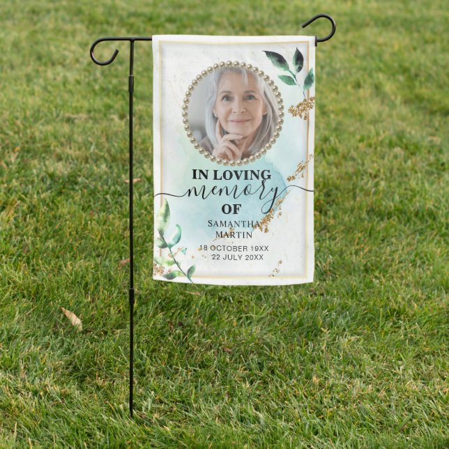 Lovely Foliage Gold Elegant Memorial Garden Flag (In SItu)