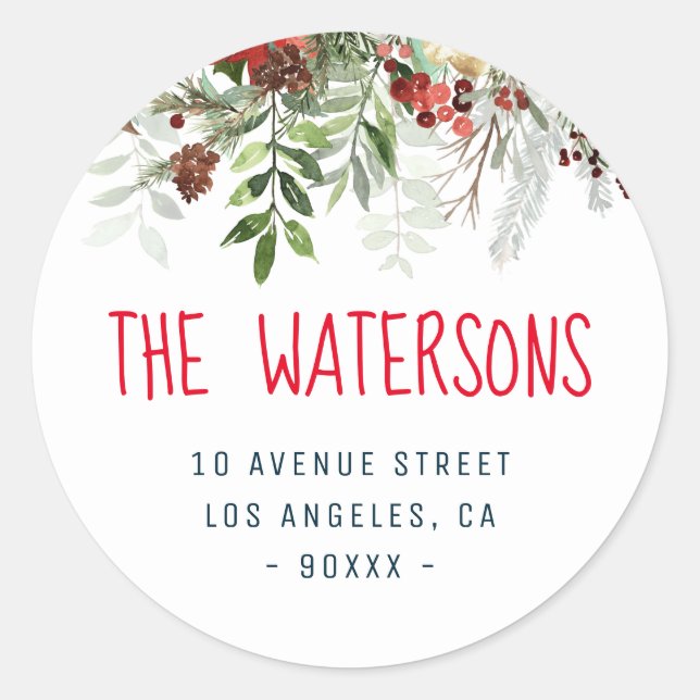 Lovely foliage holiday return address sticker (Front)