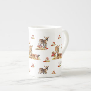 Lovely Forest Animals Autumn Art Pattern Bone China Mug