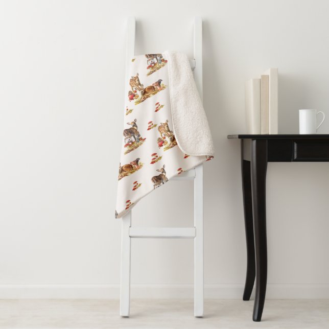 Lovely Forest Animals Autumn Art Pattern Sherpa Blanket (In Situ)