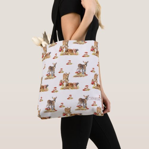Lovely Forest Animals Autumn Art Pattern Tote Bag