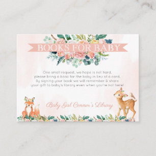 Lovely Forest Woodland Animals Baby's Library Enclosure Card