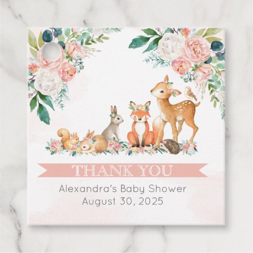 Lovely Forest Woodland Animals Girl Baby Shower Favor Tags