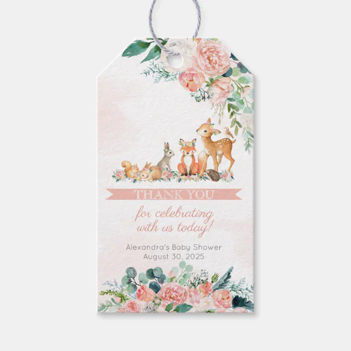 Lovely Forest Woodland Animals Girl Baby Shower Gift Tags Zazzle Com