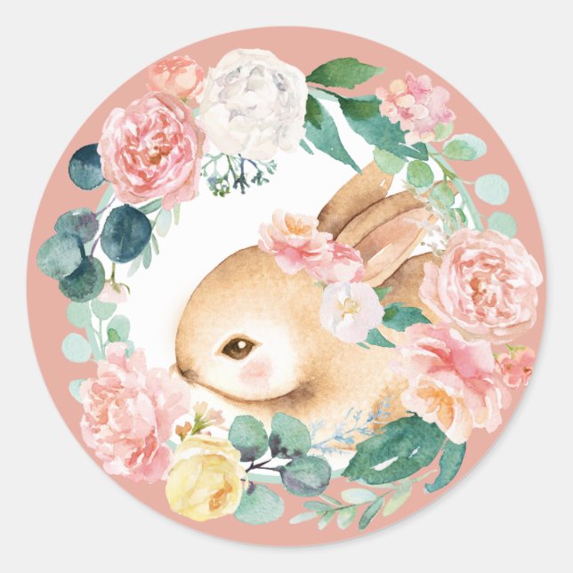 Lovely Forest Woodland Animals - Little Rabbit Classic Round Sticker (Front)