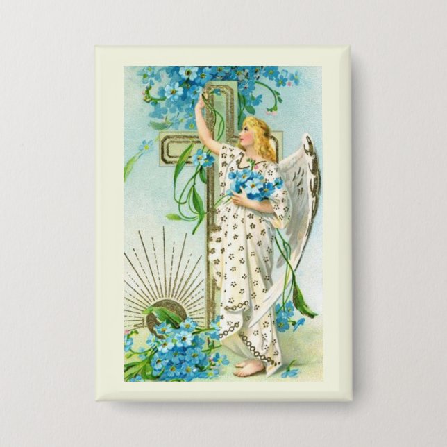 Lovely Forget Me Not Angel  Button (Front)