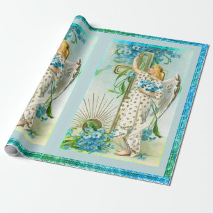 Lovely Forget Me Not Angel Wrapping Paper