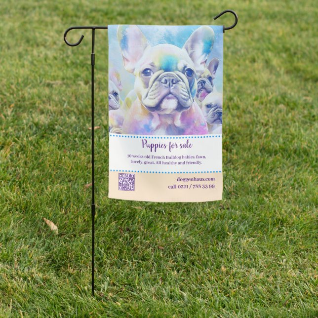 Lovely French Bulldog Illustration Seller Garden Flag (In SItu)