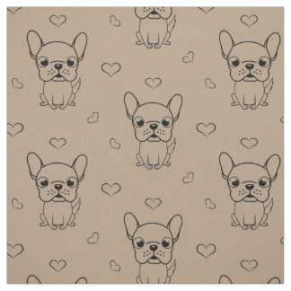 Lovely French Bulldog Printed Fabric by the Yard