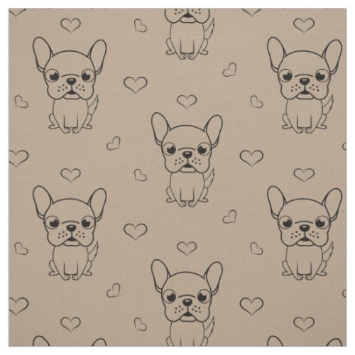 Lovely French Bulldog Printed Fabric by the Yard