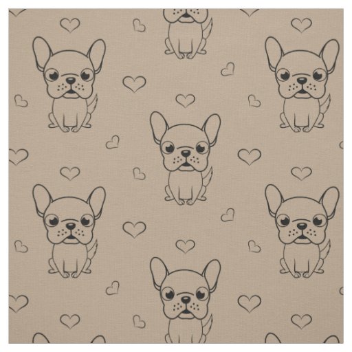 Lovely French Bulldog Printed Fabric by the Yard