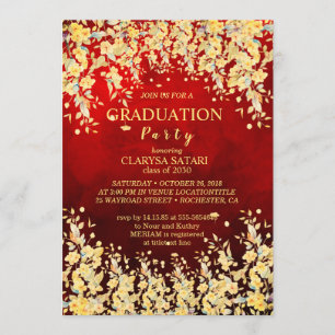 Lovely fresh watercolor flowers graduation party invitation