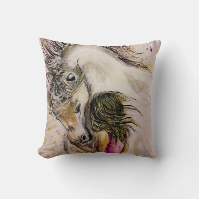 Lovely Friends - Watercolor Painting Throw Pillow (Front)