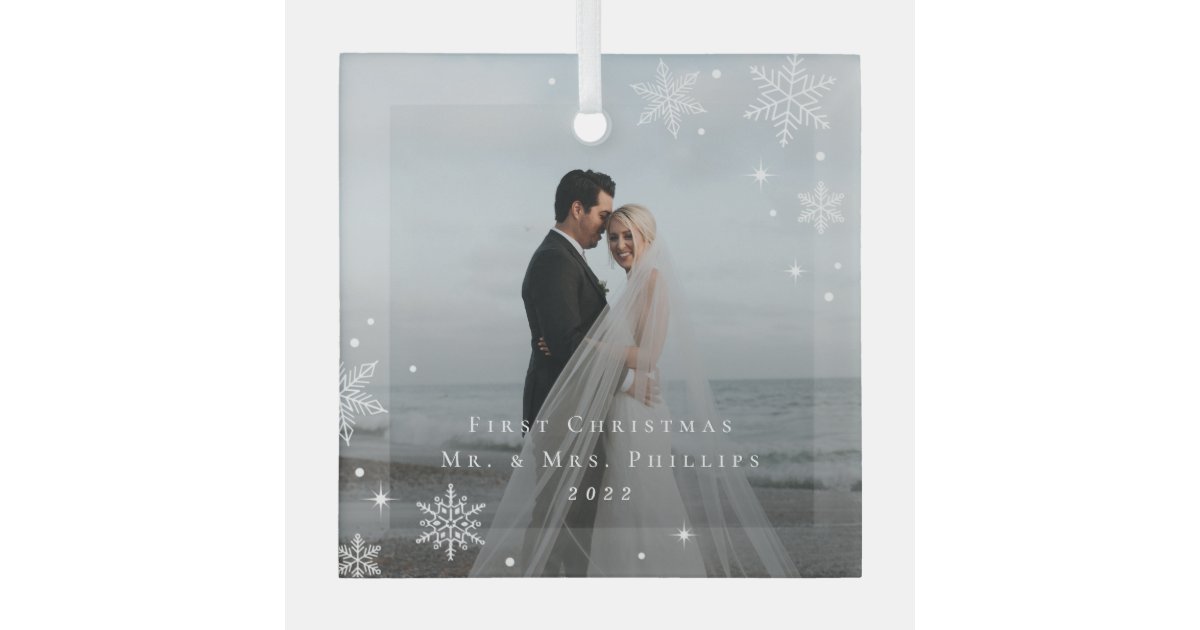 Lovely Frost Custom Caption Photo Ornament Zazzle