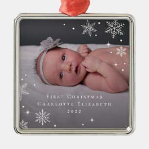 Lovely Frost Custom Caption Photo Ornament