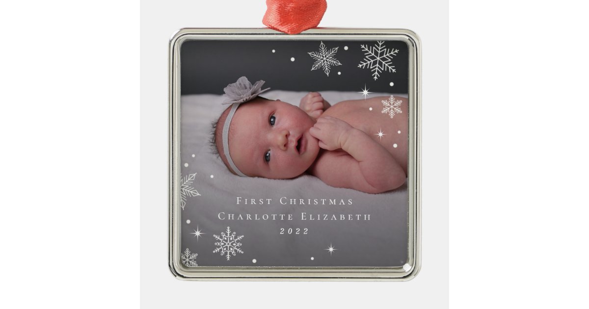 Lovely Frost Custom Caption Photo Ornament Zazzle