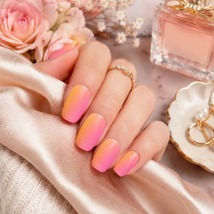 Lovely Fuchsia and Yellow Ombre Minx Nail Art