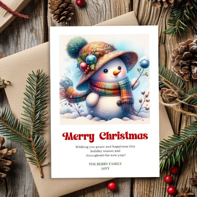 Lovely funny snowman classic Christmas greeting  Holiday Card (Lovely funny snowman classic Christmas greeting printable)