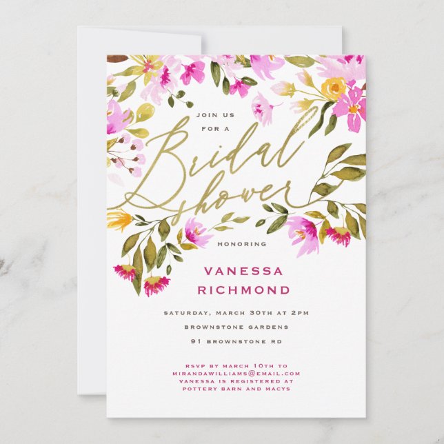 Lovely Garden Bridal Shower Invitation (Front)