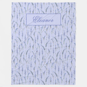 Lovely Garden of Lavender Sprigs - Monogrammed Fleece Blanket