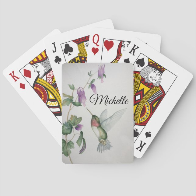 Lovely Garden Sweet Bird Flowers Poker Cards (Back)