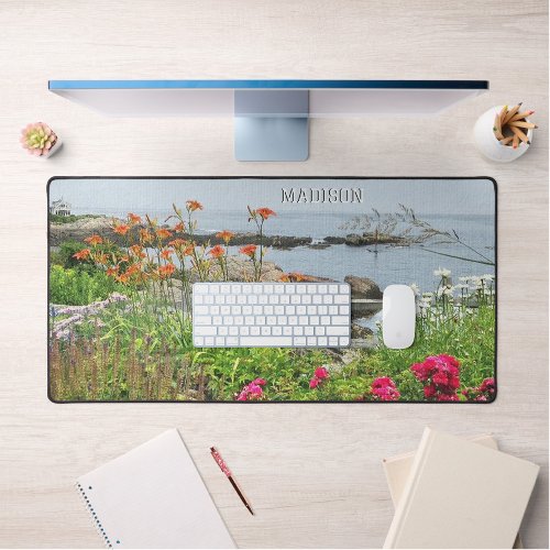 LOVELY GARDEN VIEW OF OCEAN COVE PERSONALIZED DESK MAT