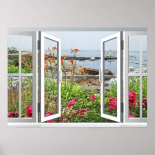 LOVELY GARDEN VIEW OF OCEAN COVE POSTER