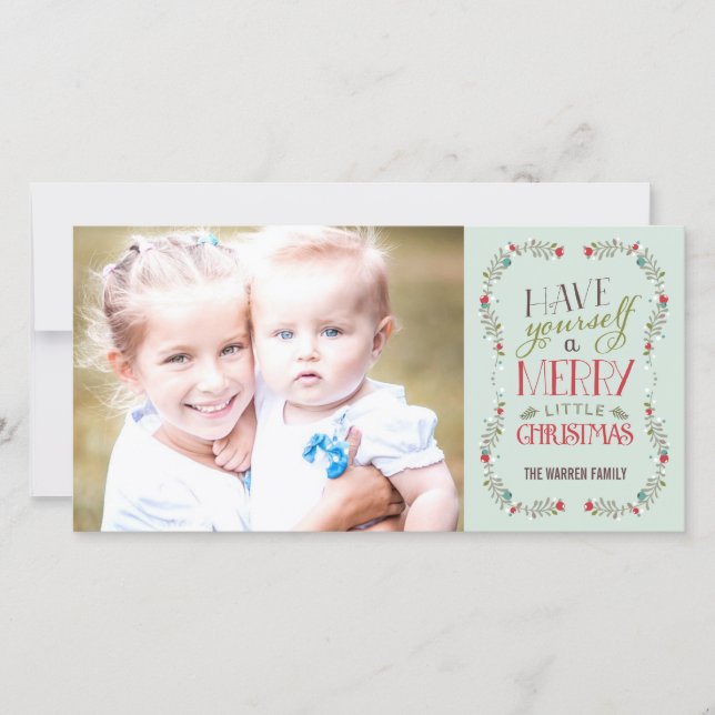 Lovely Garlands Holiday Photo Card - Light Blue (Front)