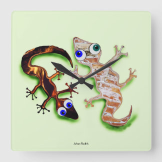 Lovely Gecko Square Wall Clock
